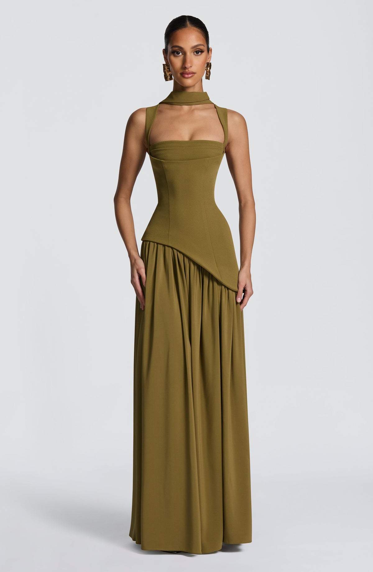Tamara™ - Vestido Largo de Chifón Oliva