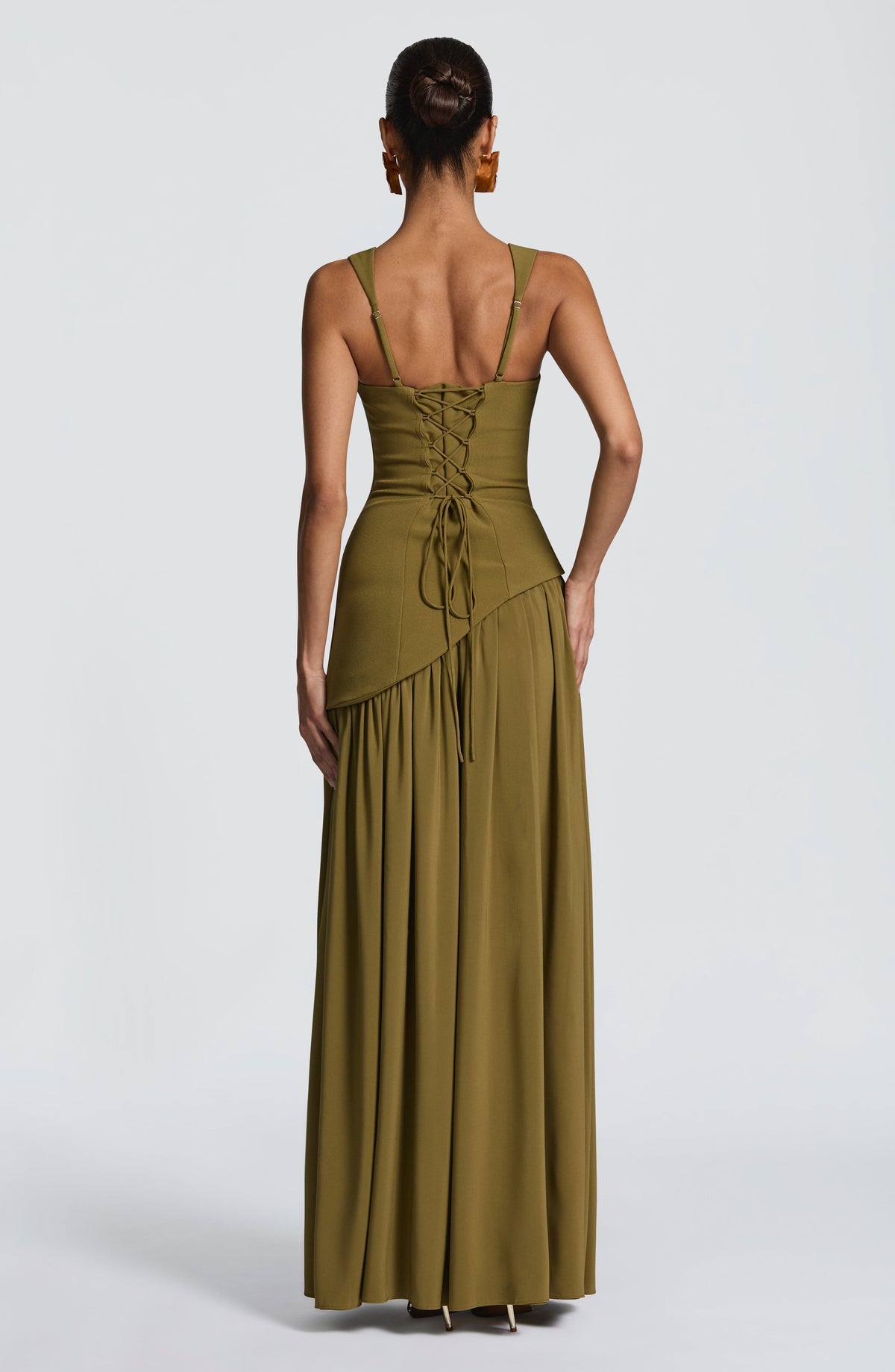 Vestido de evento Tamara™ oliva con abertura en la pierna, foto 4