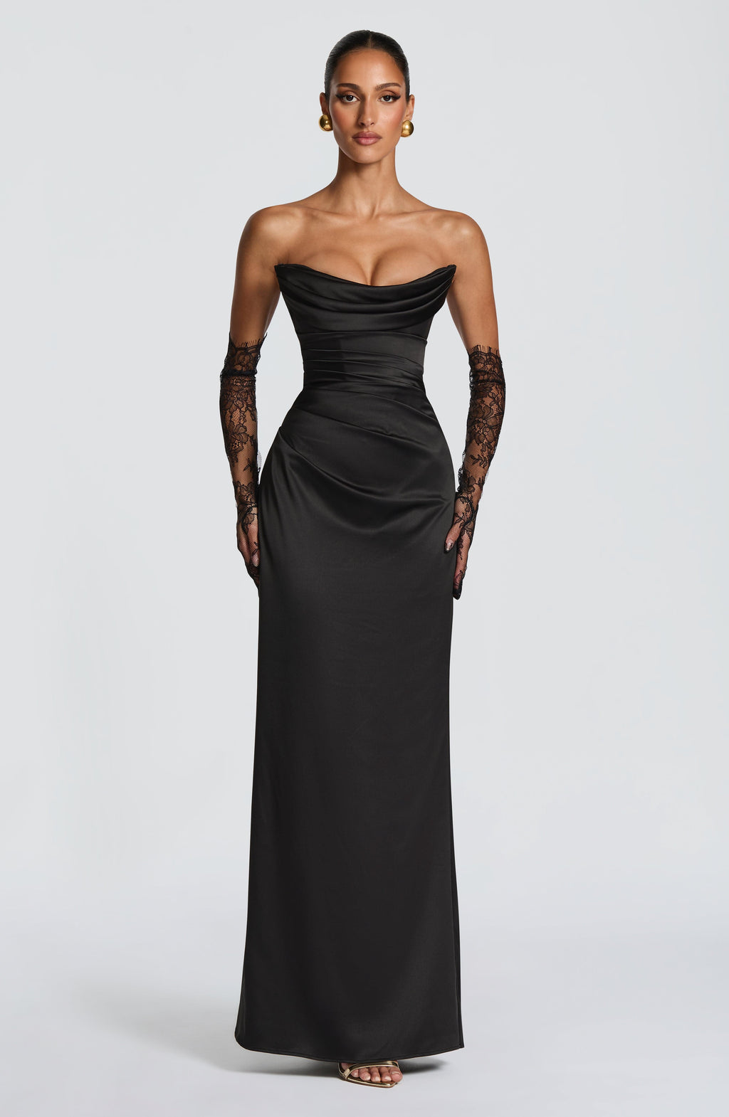 Vestido de evento Vega™ negro con palabra de honor, foto 4