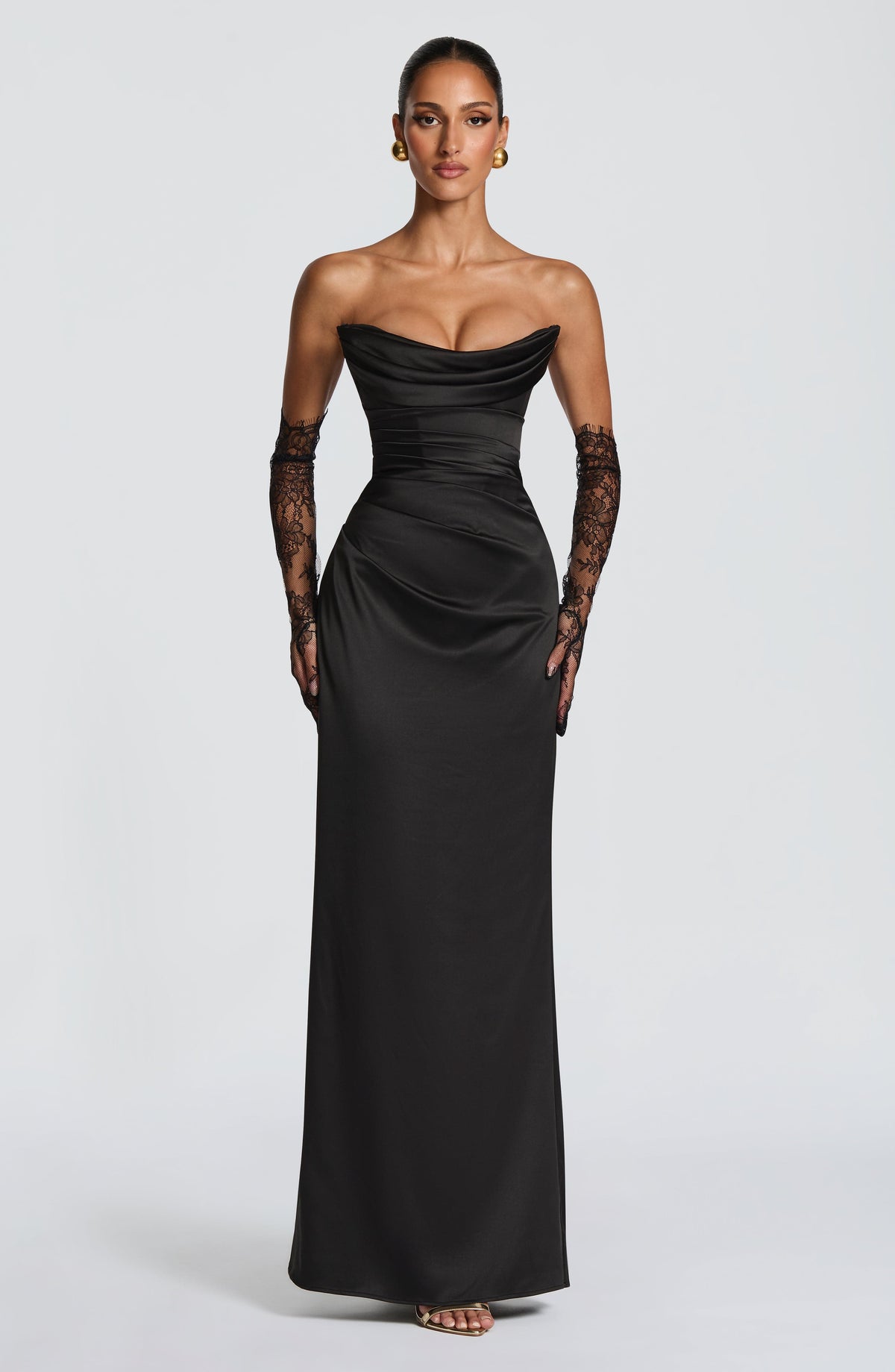 Vestido de evento Vega™ negro con palabra de honor, foto 4