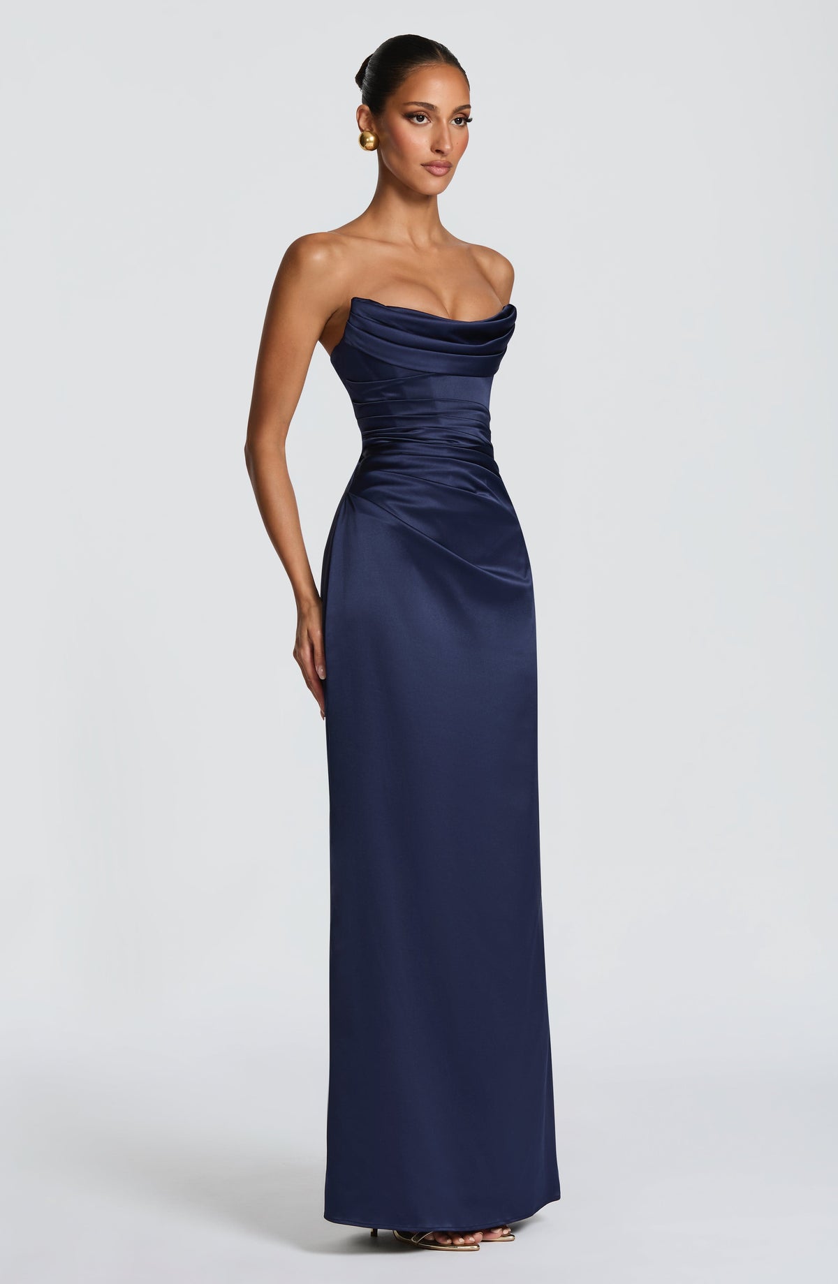 Vestido de evento Vega™ azul marino con palabra de honor, foto 4