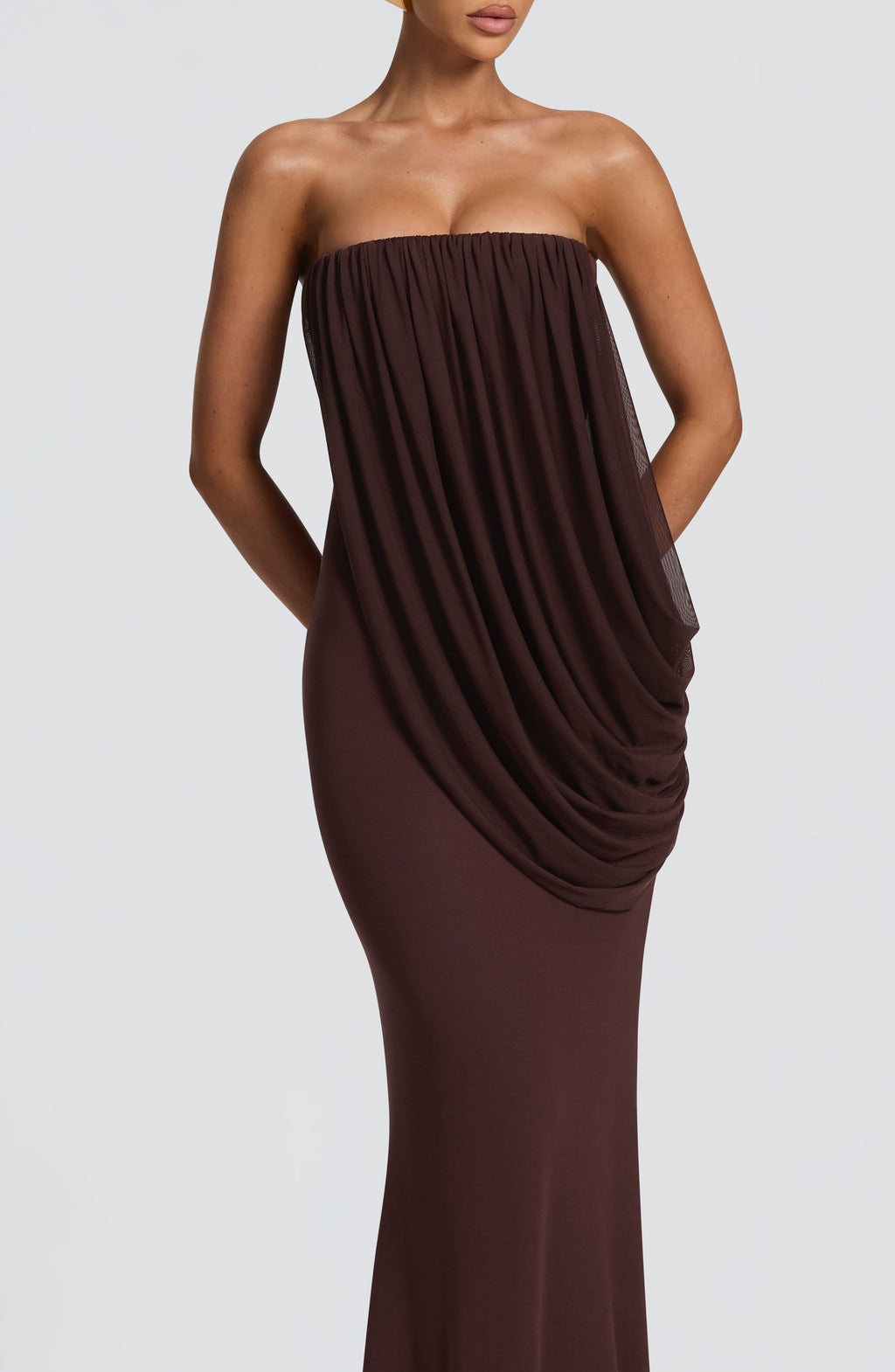 Vestido Valeria™ ciruela con palabra de honor, foto 7