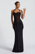 Vestido largo de invitada de boda negro halter - Victoria™ Ana Ibiza