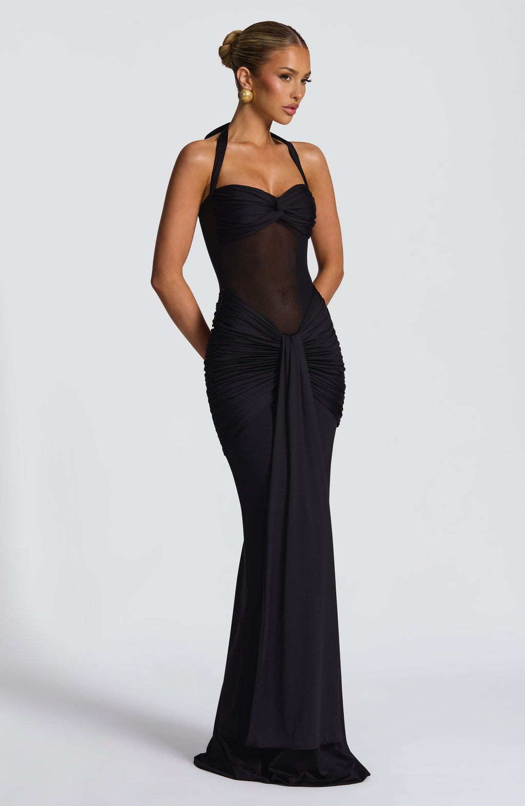 Vestido de evento Victoria™ negro con fruncido favorecedor, foto 4