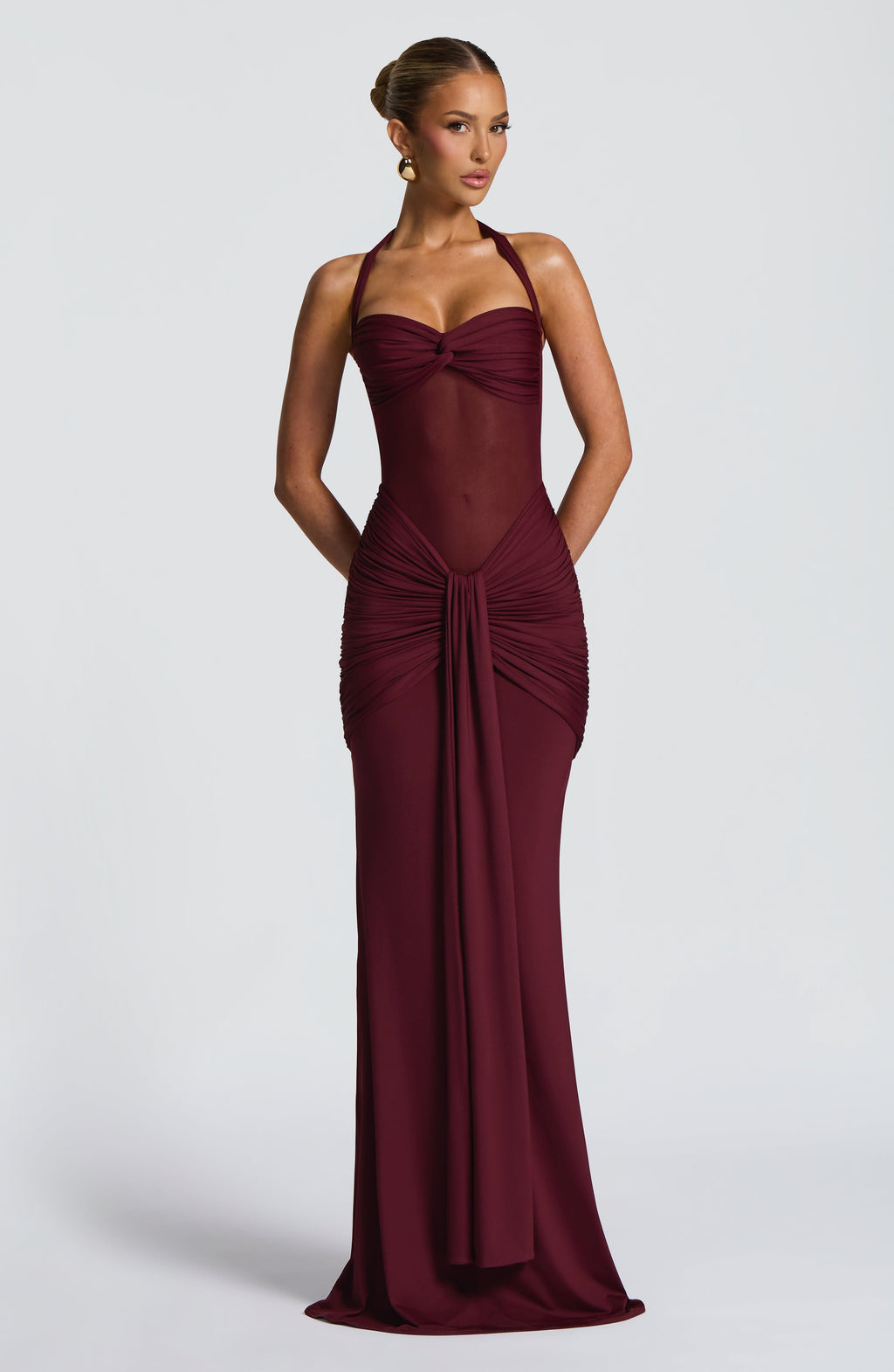 Vestido largo de invitada de boda cereza halter - Victoria™ Ana Ibiza