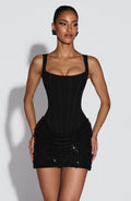 Vestido corto de cóctel negro de tul - Yaiza™ Ana Ibiza