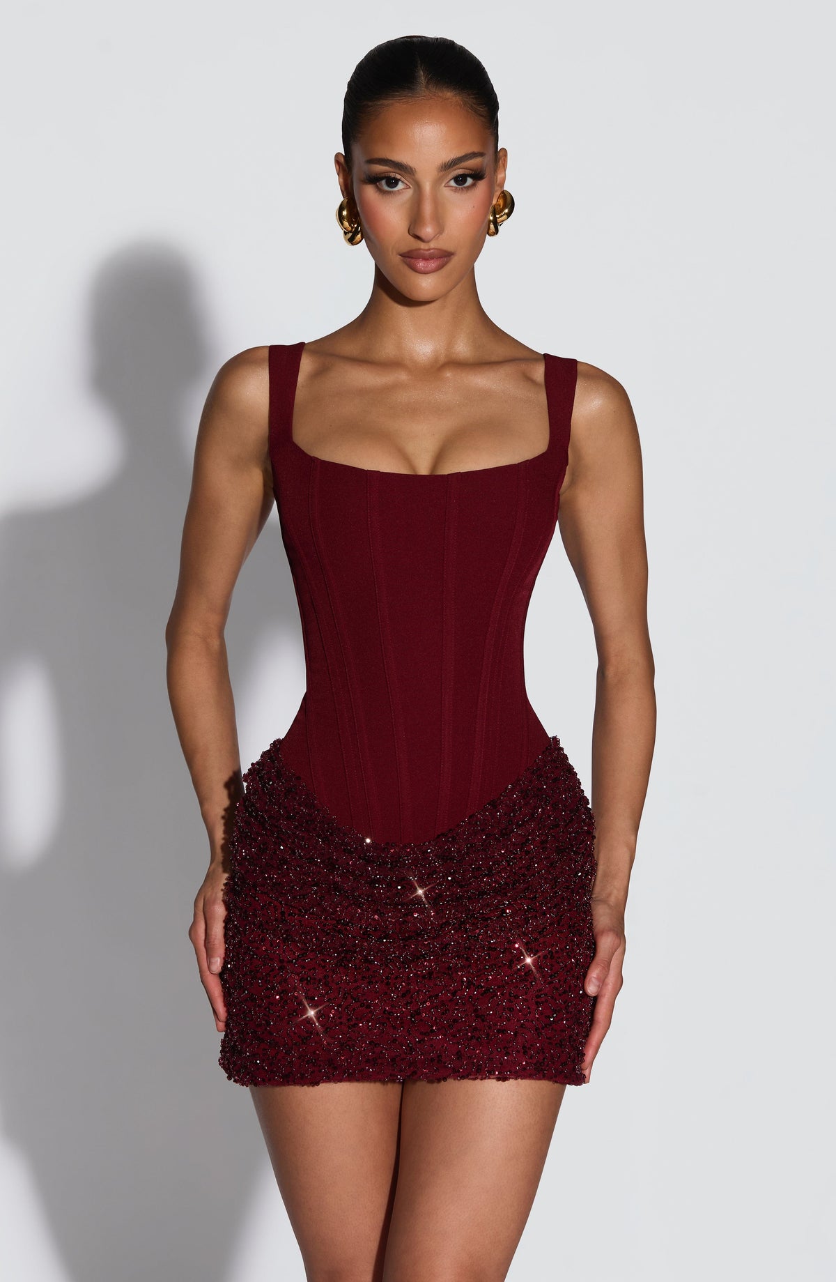 Yaiza™ - Vestido Corto de Tul Burdeos